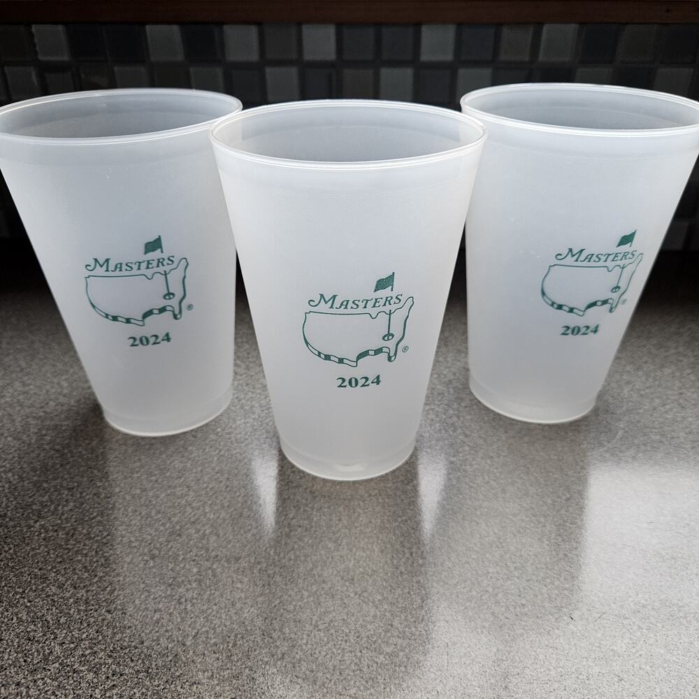 2024 Masters Plastic Cups Souvenir Frosted Lot Of 3 Augusta National Golf 16oz